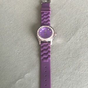 PURPLE RUBBER WATCH. STAINLESS FACE /Crystals